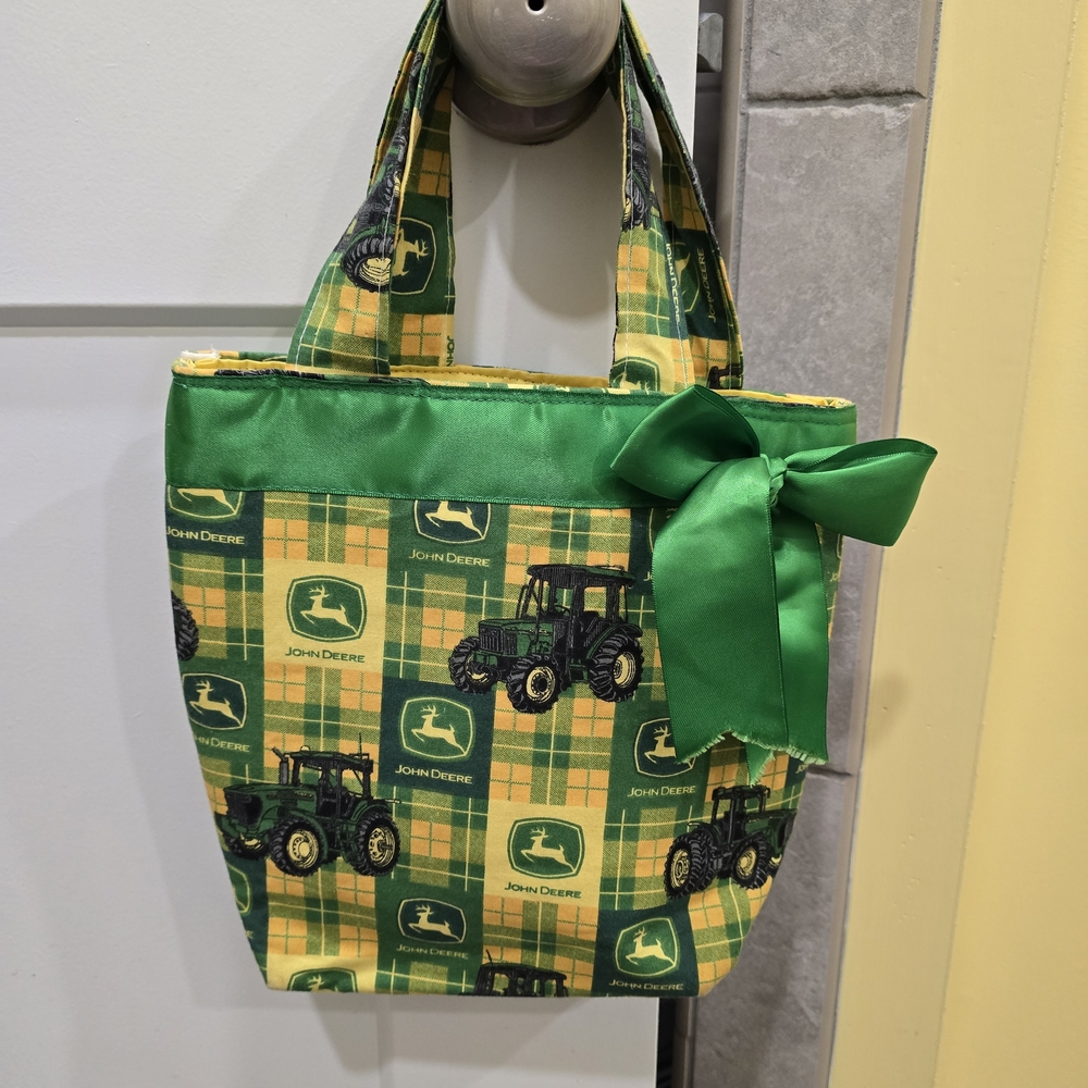 John Deere Green and Yellow Plaid Tote